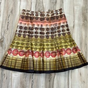 Talbots Orange and Brown Midi A-Line Skirt